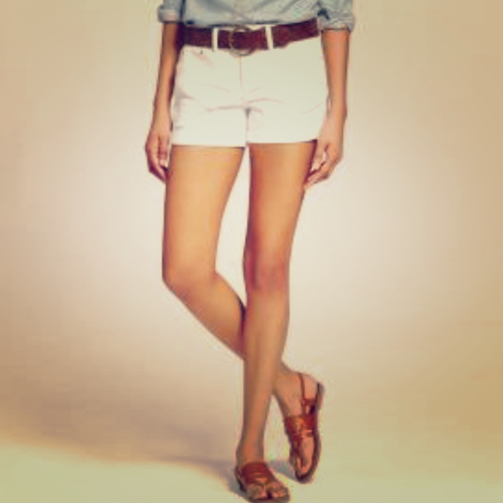 OLD NAVY 3" White Twill Cotton Shorts Mid-Rise